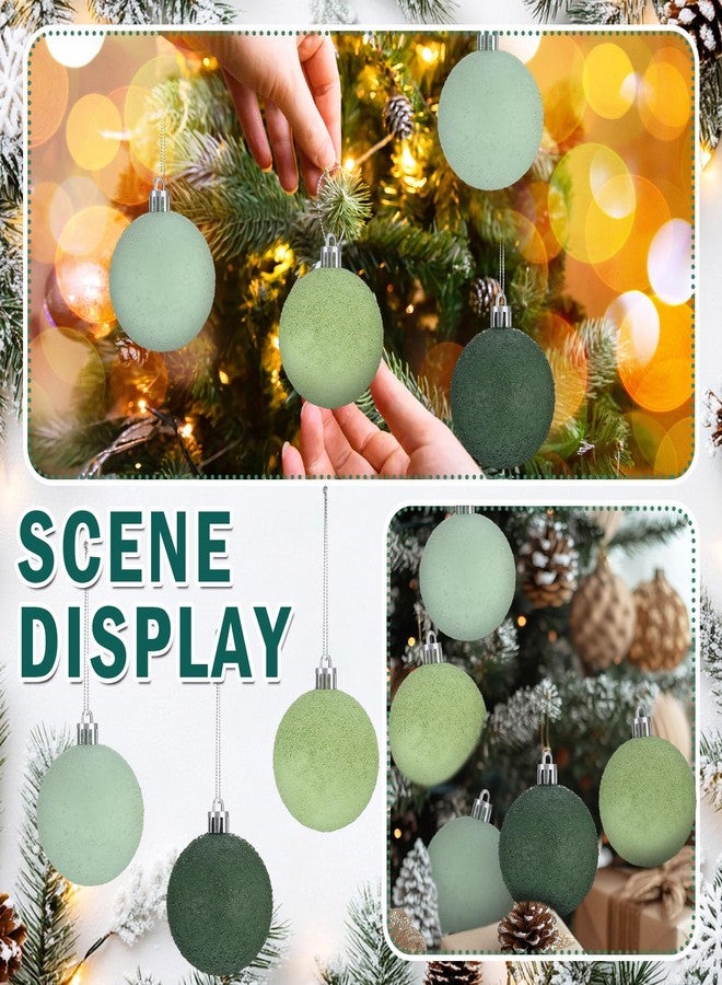 Lunmon 24 Pcs Vintage Neutral Lime Green Moss Christmas Tree Ornaments 2.36 Inch Matte Christmas Ball Ornaments Plastic Xmas Ball Decor Rustic Xmas Tree Hanging Decor for Holiday Supplies - Image 3